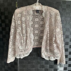 R&M Richards Crochet Sequin Jacket/Shrug, Size L